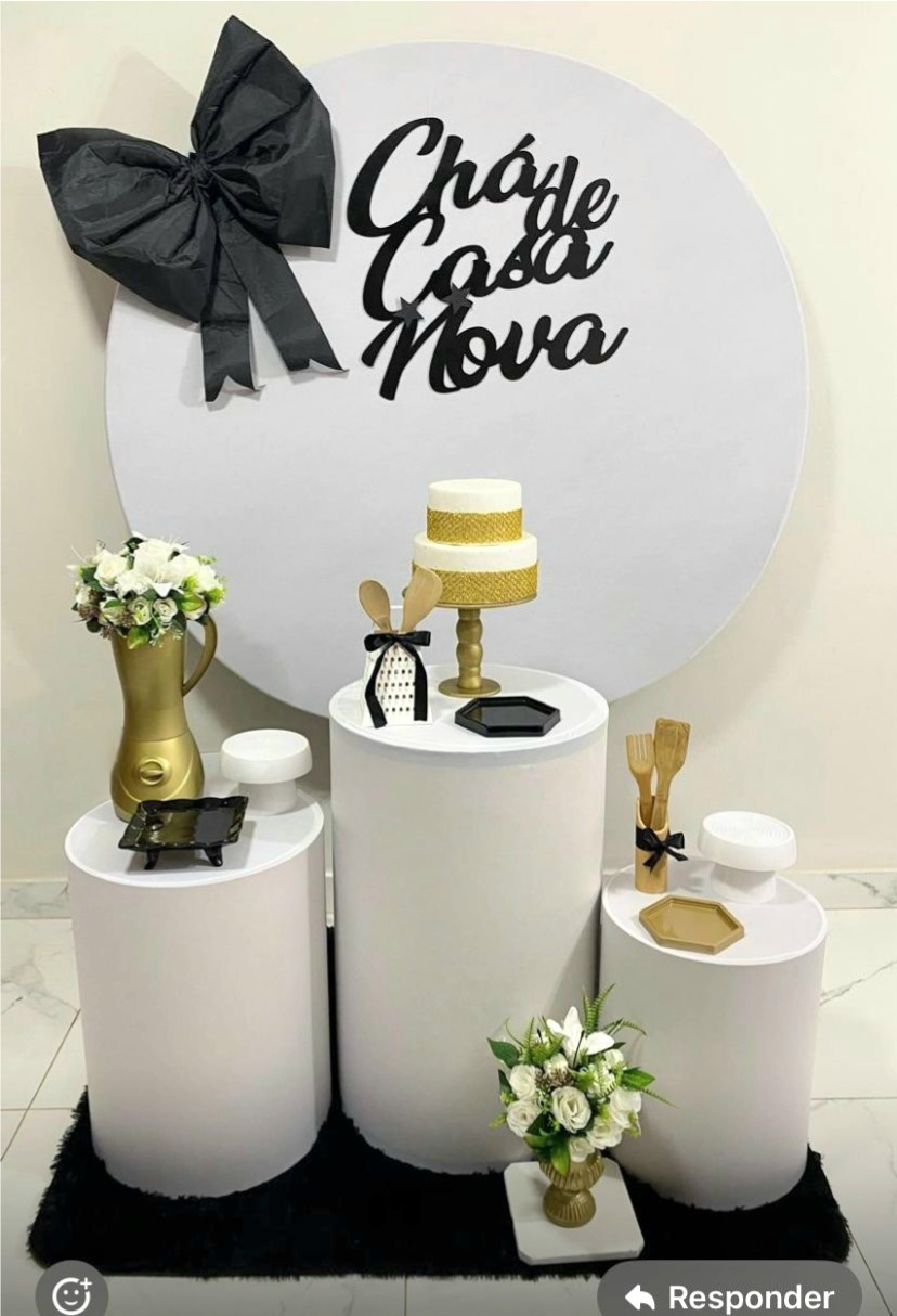 Chá de Casa Nova - Kit Branco Prero Painel Redondo - Balo Mais Festas Pegue E Monte
