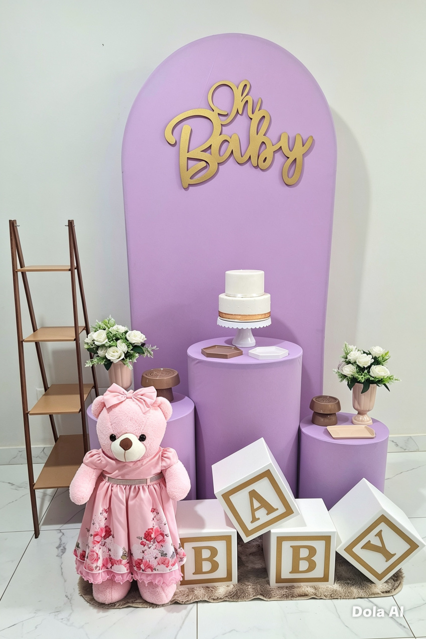 Chá de Bebê Lilás 04 Kit Diferenciado - Balo Mais Festas Pegue E Monte