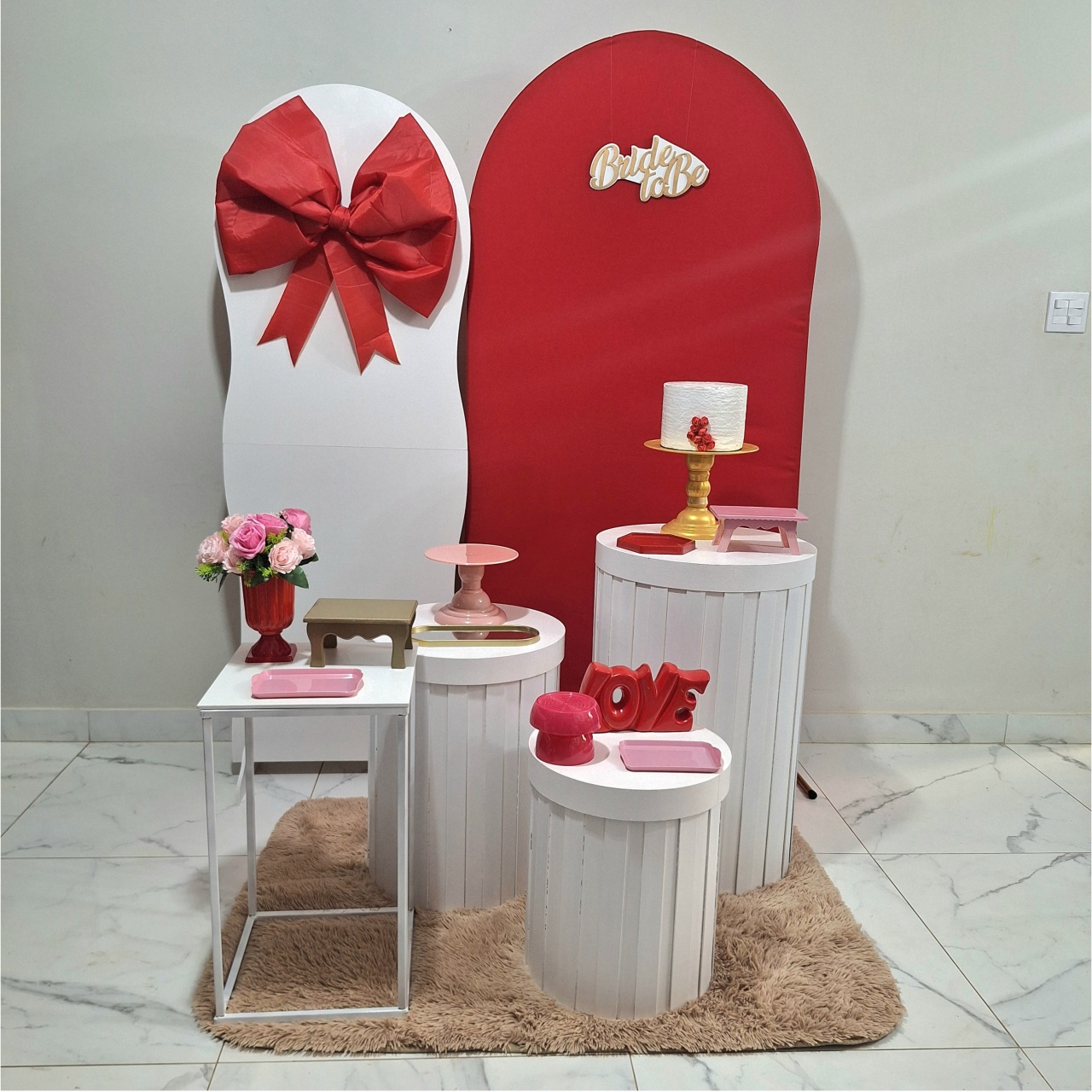 Kit Diferenciado Chá Despedida Desolteira - Vermelho Branco - Balo Mais Festas Pegue E Monte