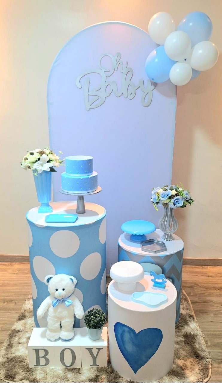 Chá de Bebê Menino Azul/Prata Kit Diferenciado - Balo Mais Festas Pegue E Monte