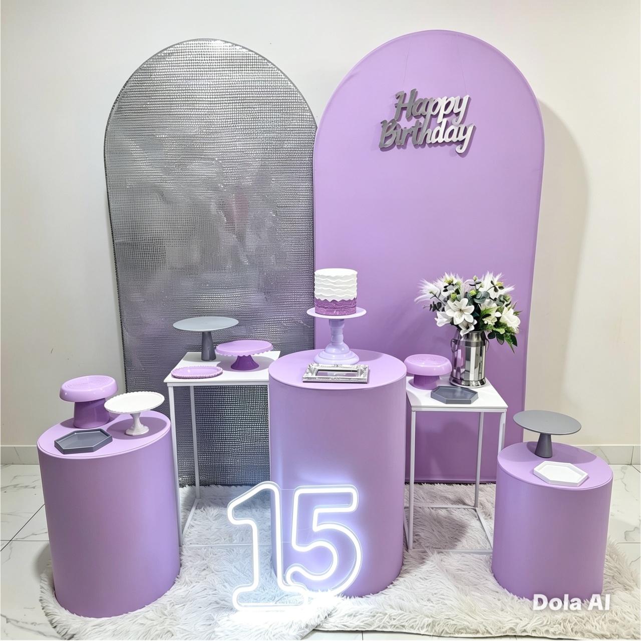 Kit Diferenciado Prata Lilás 2 Painéis (04) - Balo Mais Festas Pegue E Monte