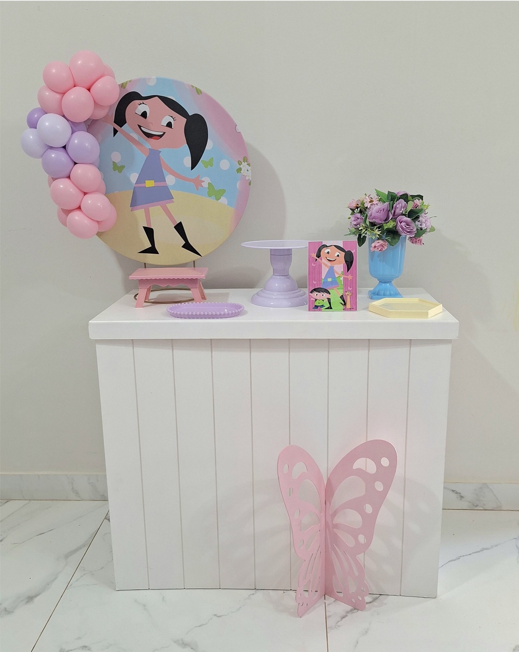 Mini Kit de Mesa Com Cômoda E Display de Chão Luna Lilás - Balo Mais Festas Pegue E Monte