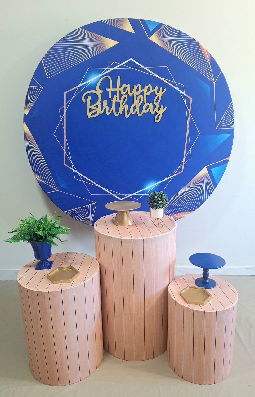 Azul Geometrico Promocional  - Balo Mais Festas Pegue E Monte