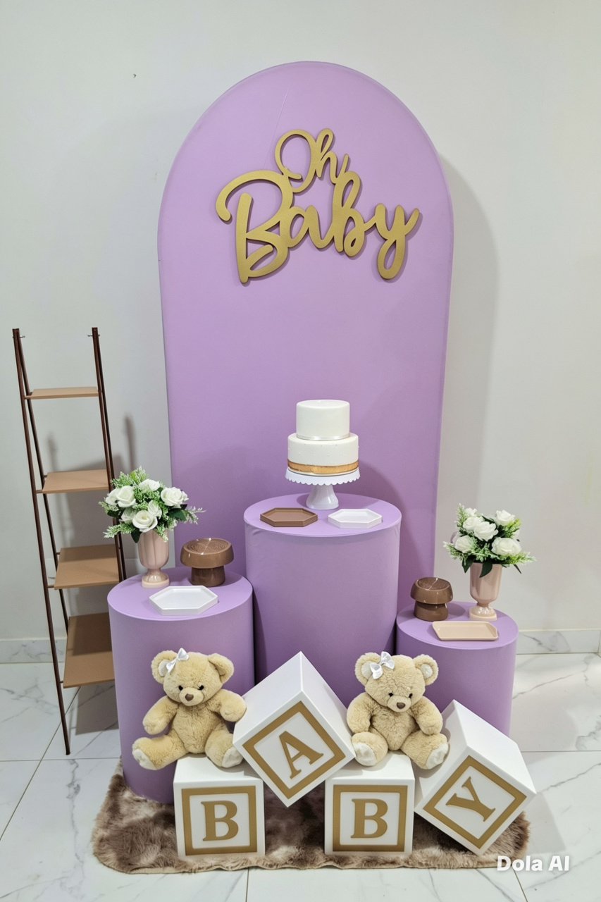Chá de Bebê Lilás 03 Kit Diferenciado - Balo Mais Festas Pegue E Monte