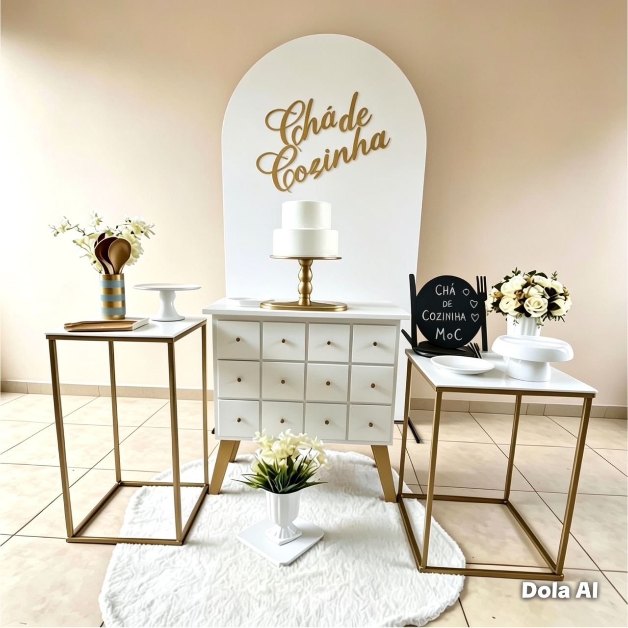 Chá de Cozinha Kit Diferenciado Painel Romano Branco - Balo Mais Festas Pegue E Monte