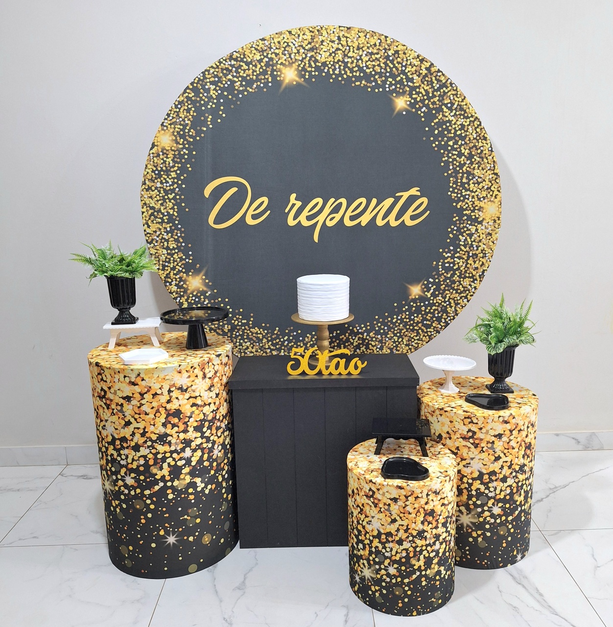 de Repente Preto Com Gliter Especial  - Balo Mais Festas Pegue E Monte
