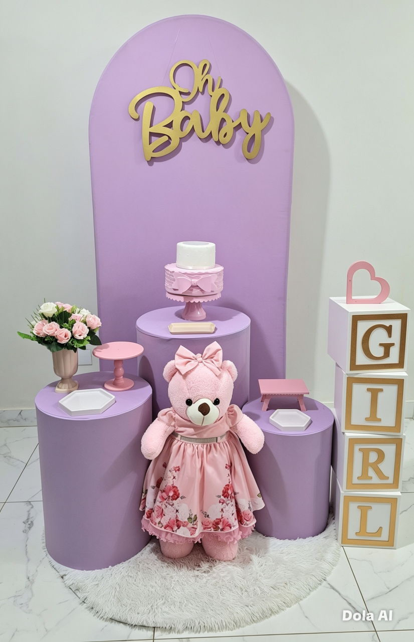 Chá de Bebê Lilás 02 Kit Diferenciado - Balo Mais Festas Pegue E Monte