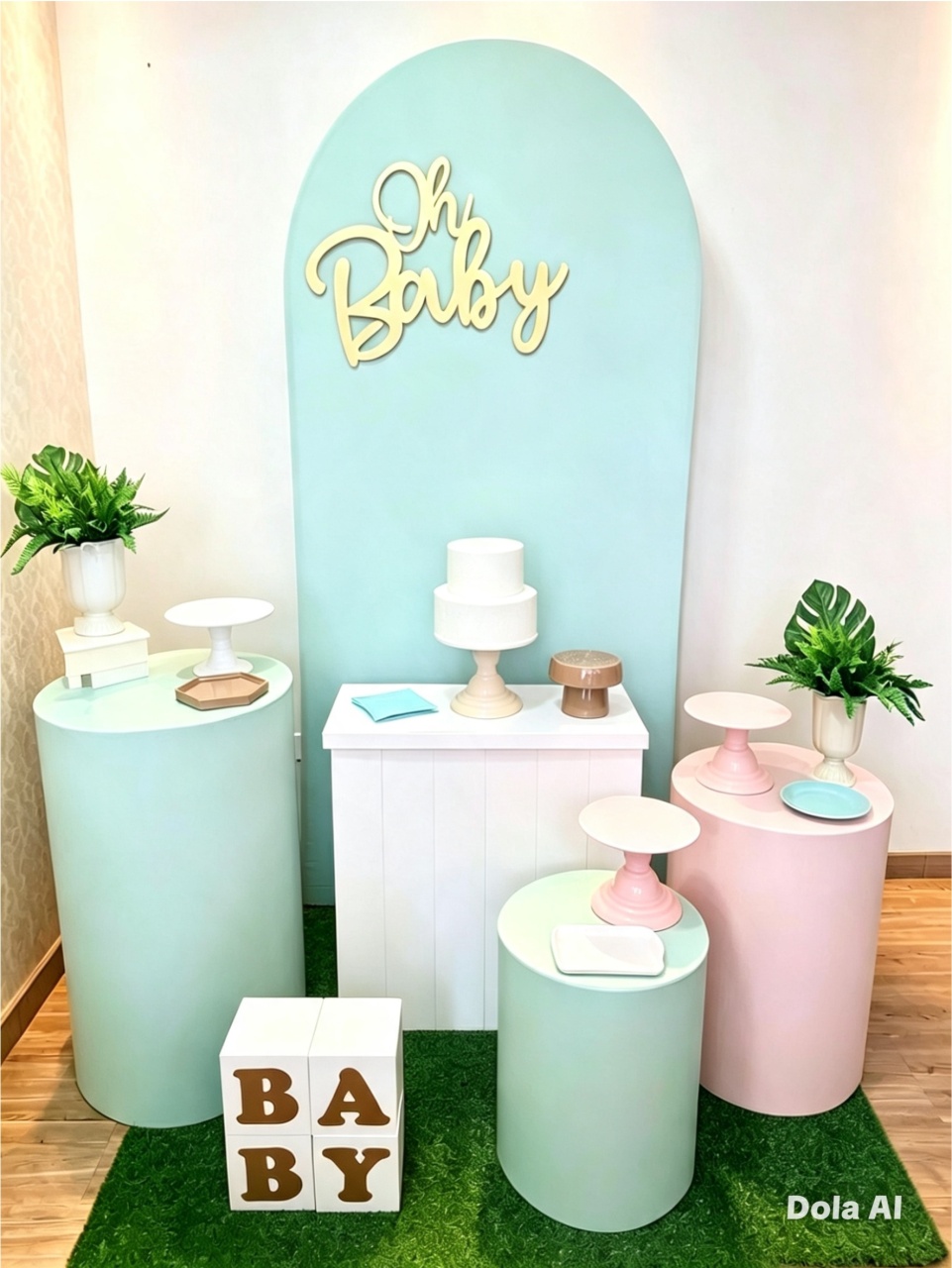 Kit Diferenciado Neutro Verde E Rosa - Balo Mais Festas Pegue E Monte