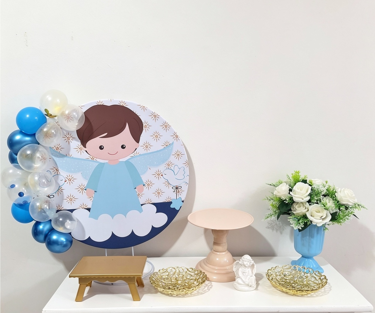 Mini Kit Peças de Mesa Batizado Menino - Balo Mais Festas Pegue E Monte