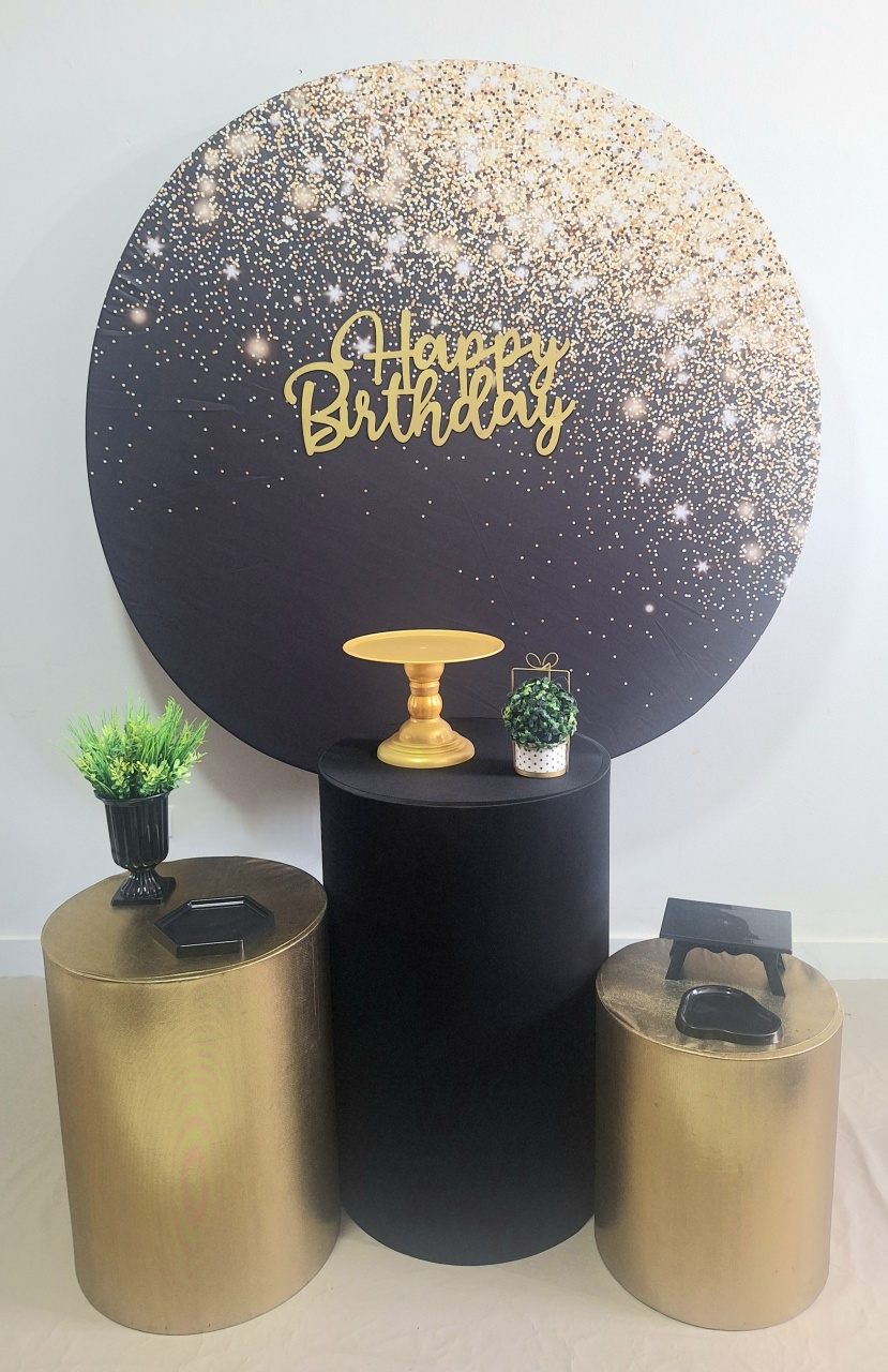Preto Dourado Gliter Promocional  - Balo Mais Festas Pegue E Monte