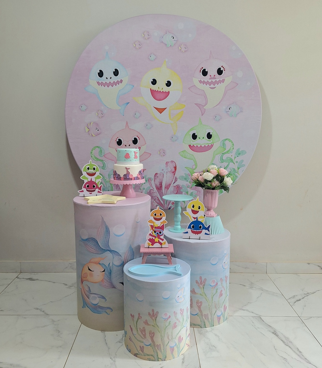 Tubarão Baby Rosa Convencional - Balo Mais Festas Pegue E Monte