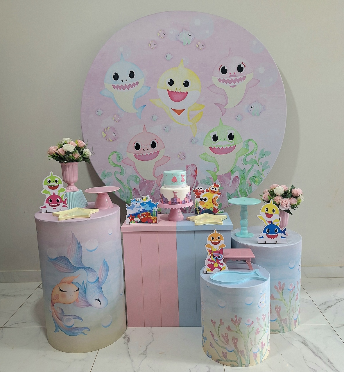 Tubarão Baby Rosa Especial - Balo Mais Festas Pegue E Monte