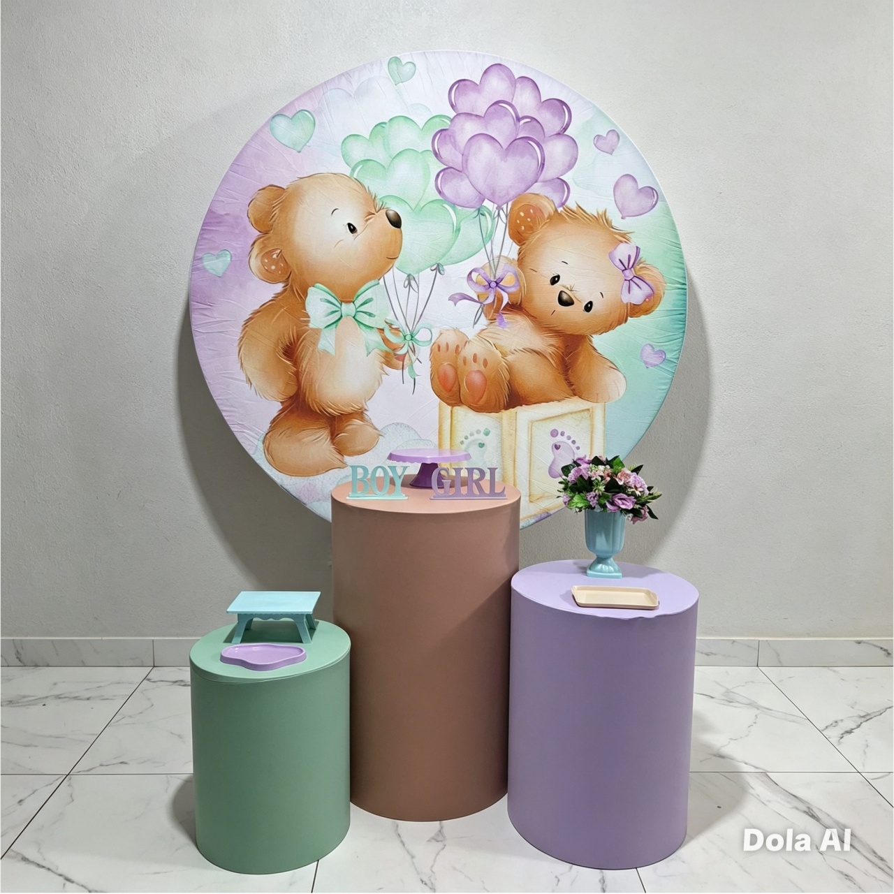 Chá Revelação Verde-Lilás Ursinhos Promocional - Balo Mais Festas Pegue E Monte