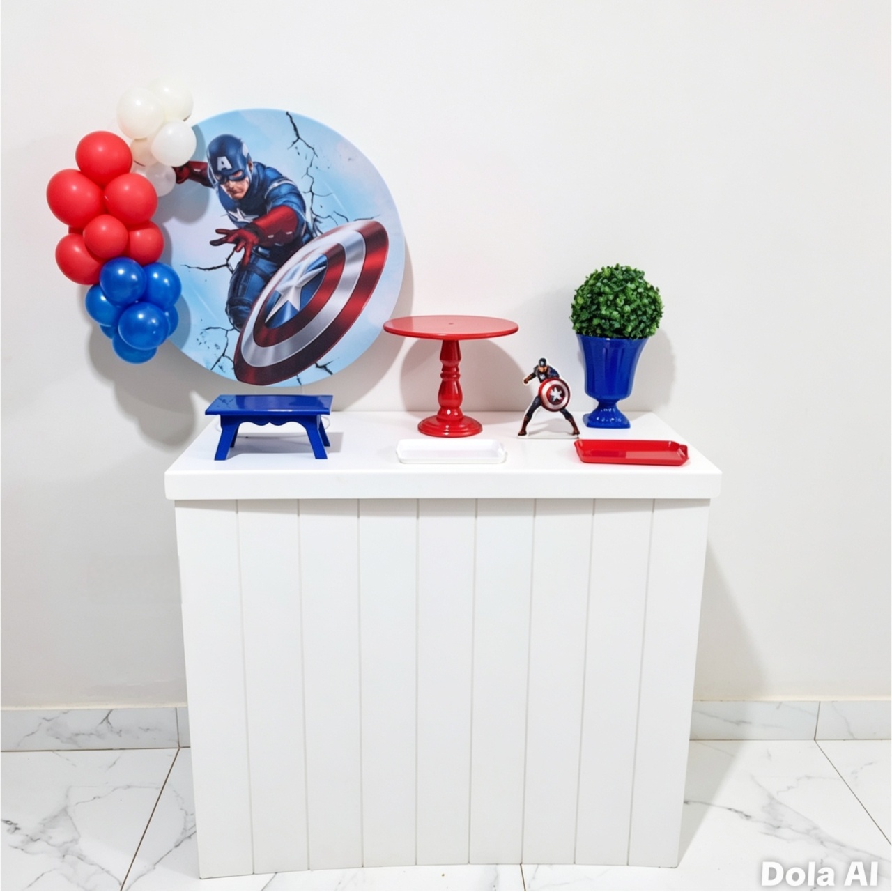 Mini Kit de Mesa Com Cômoda Capitão América - Balo Mais Festas Pegue E Monte