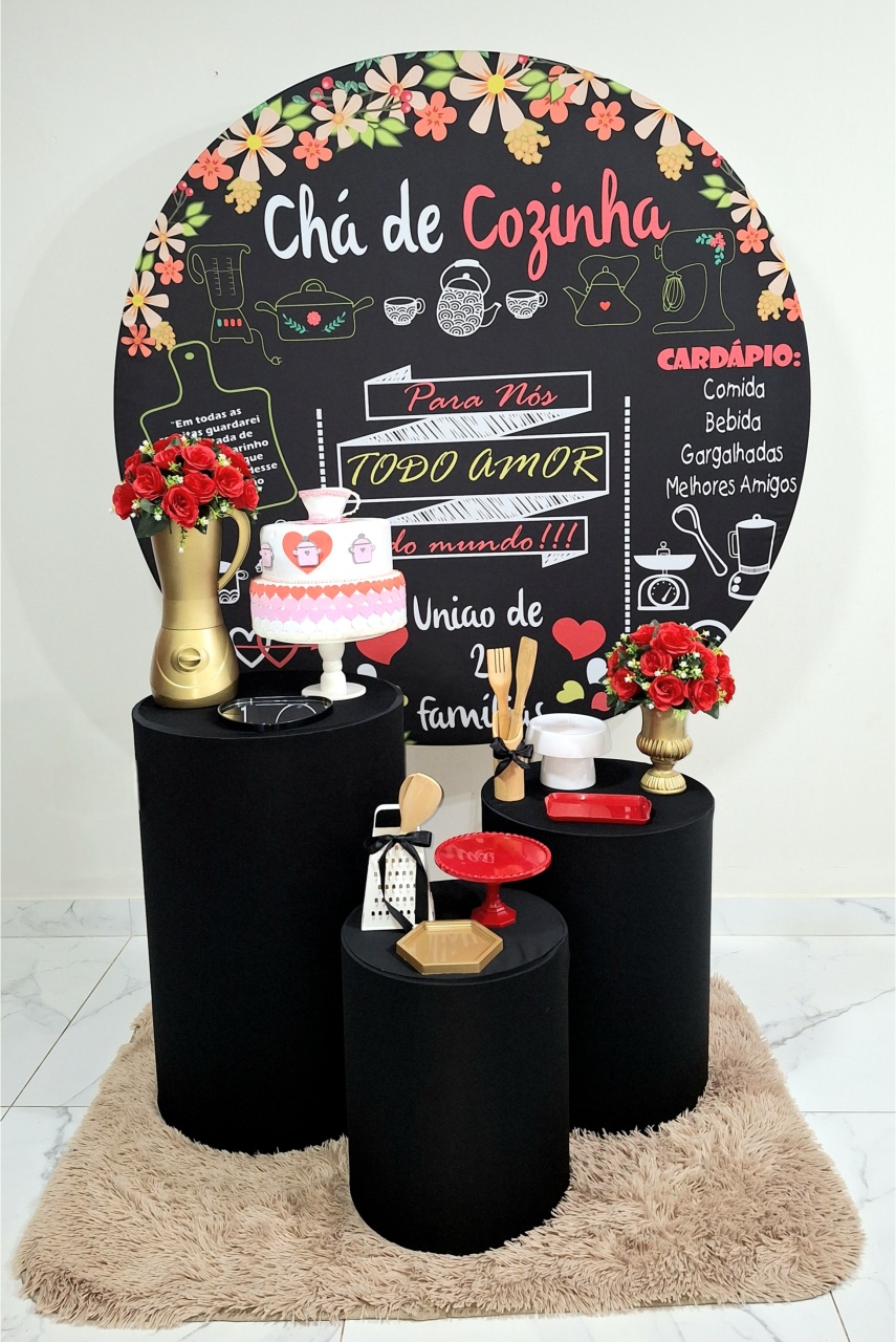 Chá de Cozinha Vermelho - Balo Mais Festas Pegue E Monte