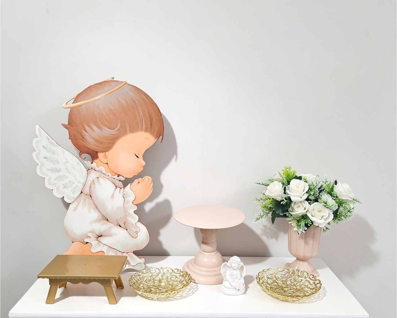 Mini Kit Peças de Mesa Batizado Neutro - Balo Mais Festas Pegue E Monte