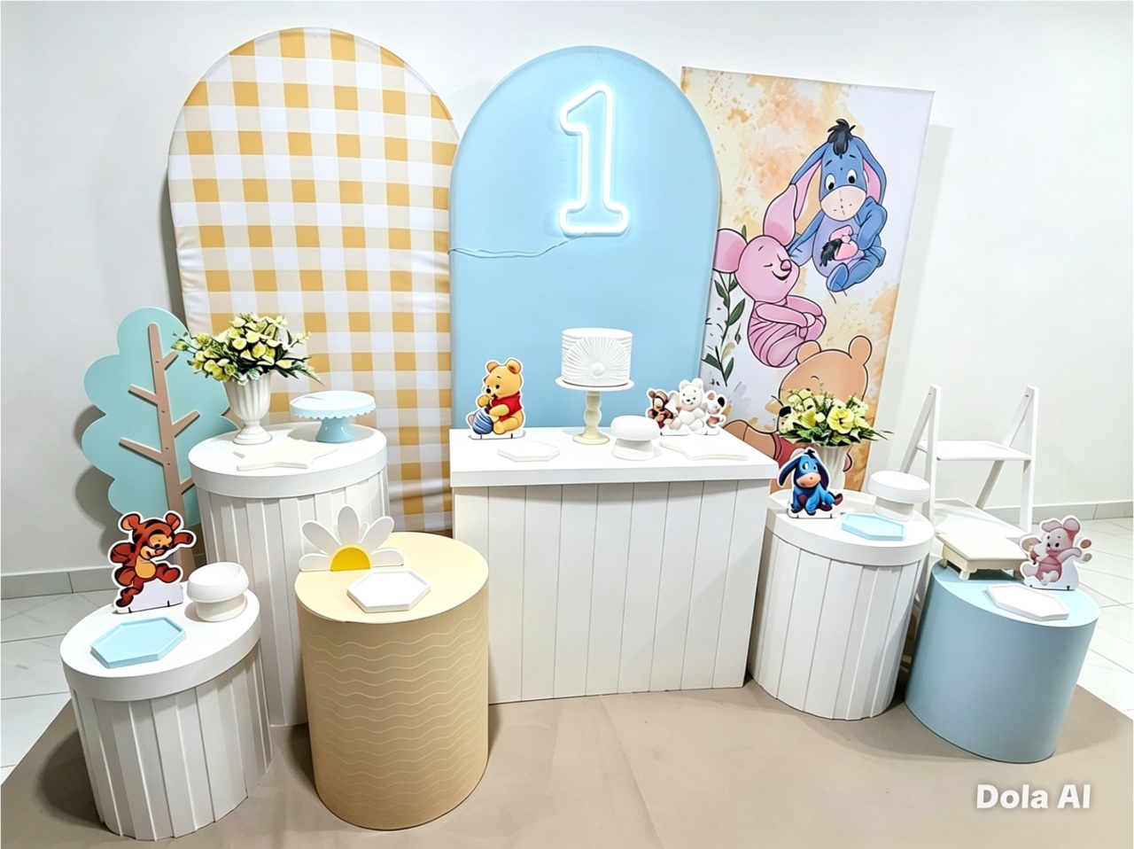 Kit Grande Diferenciado Painel Romano Ursinho Pooh - Balo Mais Festas Pegue E Monte