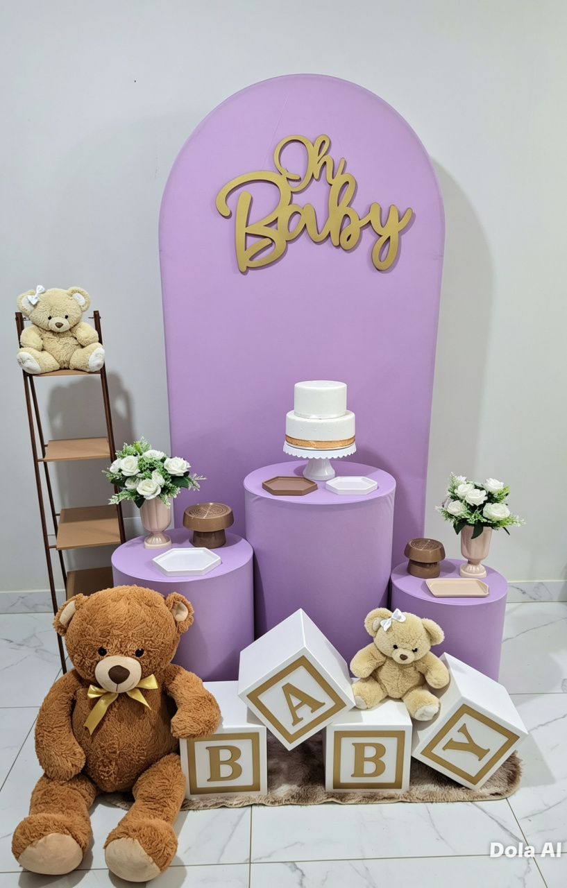 Chá de Bebê Lilás 05 Kit Diferenciado - Balo Mais Festas Pegue E Monte