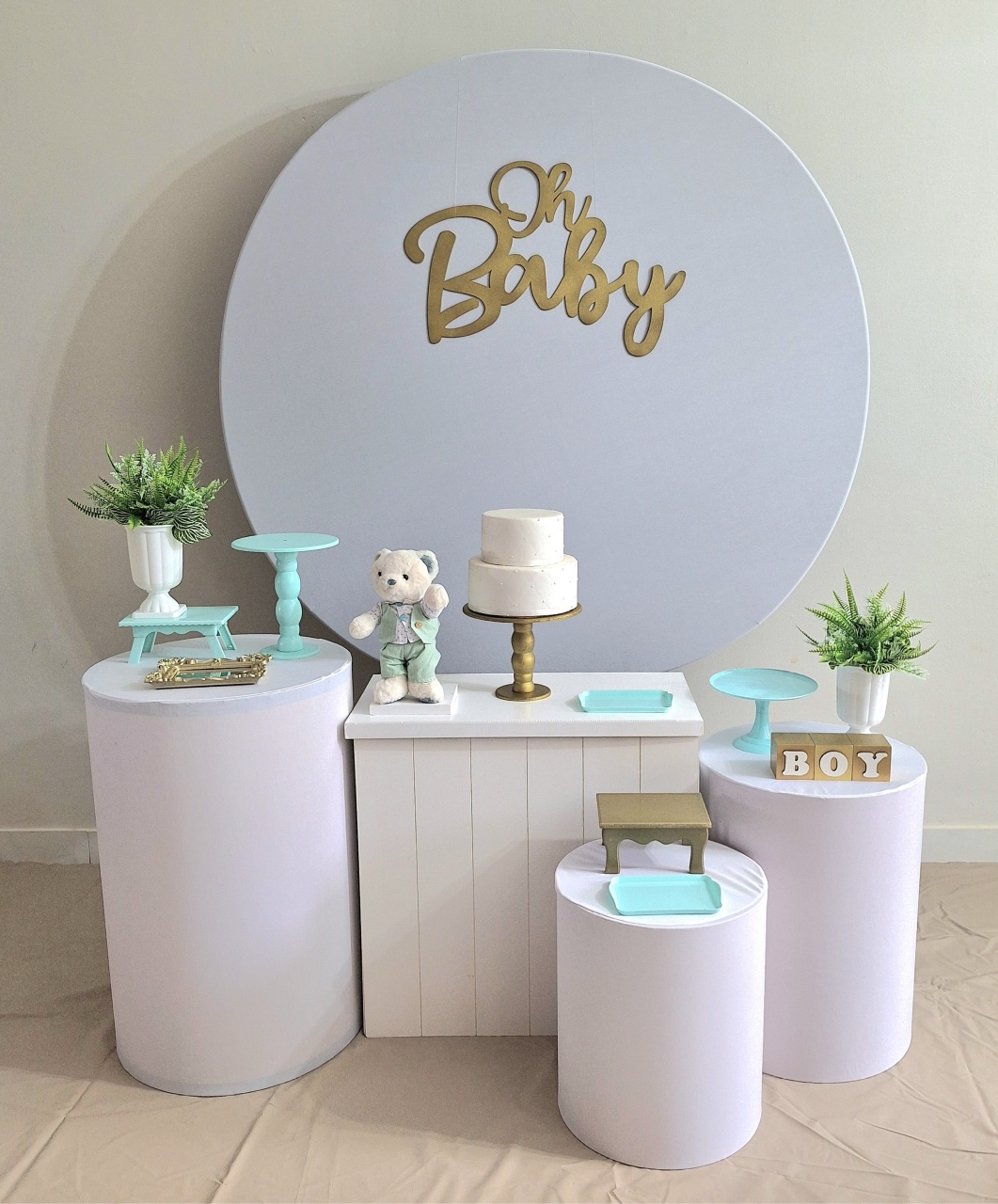 Chá de Bebê Branco-Verde Bebê Especial - Balo Mais Festas Pegue E Monte