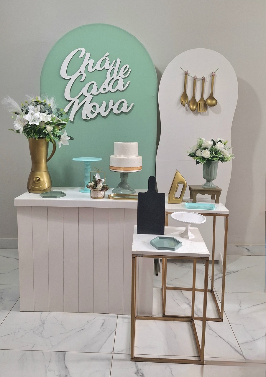 Chá de Casa Nova - Kit Diferenciado Verde Branco - Balo Mais Festas Pegue E Monte