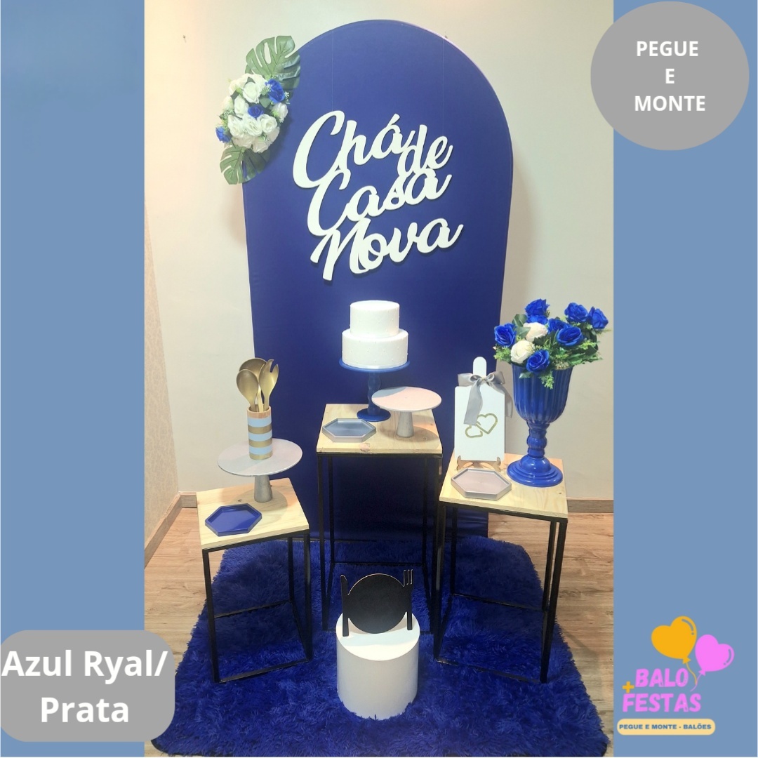 Chá de Casa Nova - Kit Diferenciado Azul Royal - Balo Mais Festas Pegue E Monte