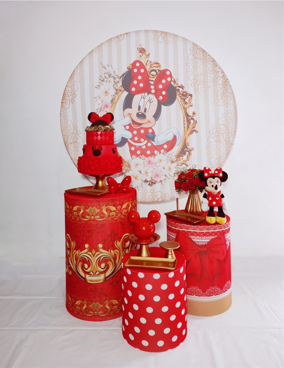 Kit Prata Minnie Vermelha E Dourada - Saroka Locacção
