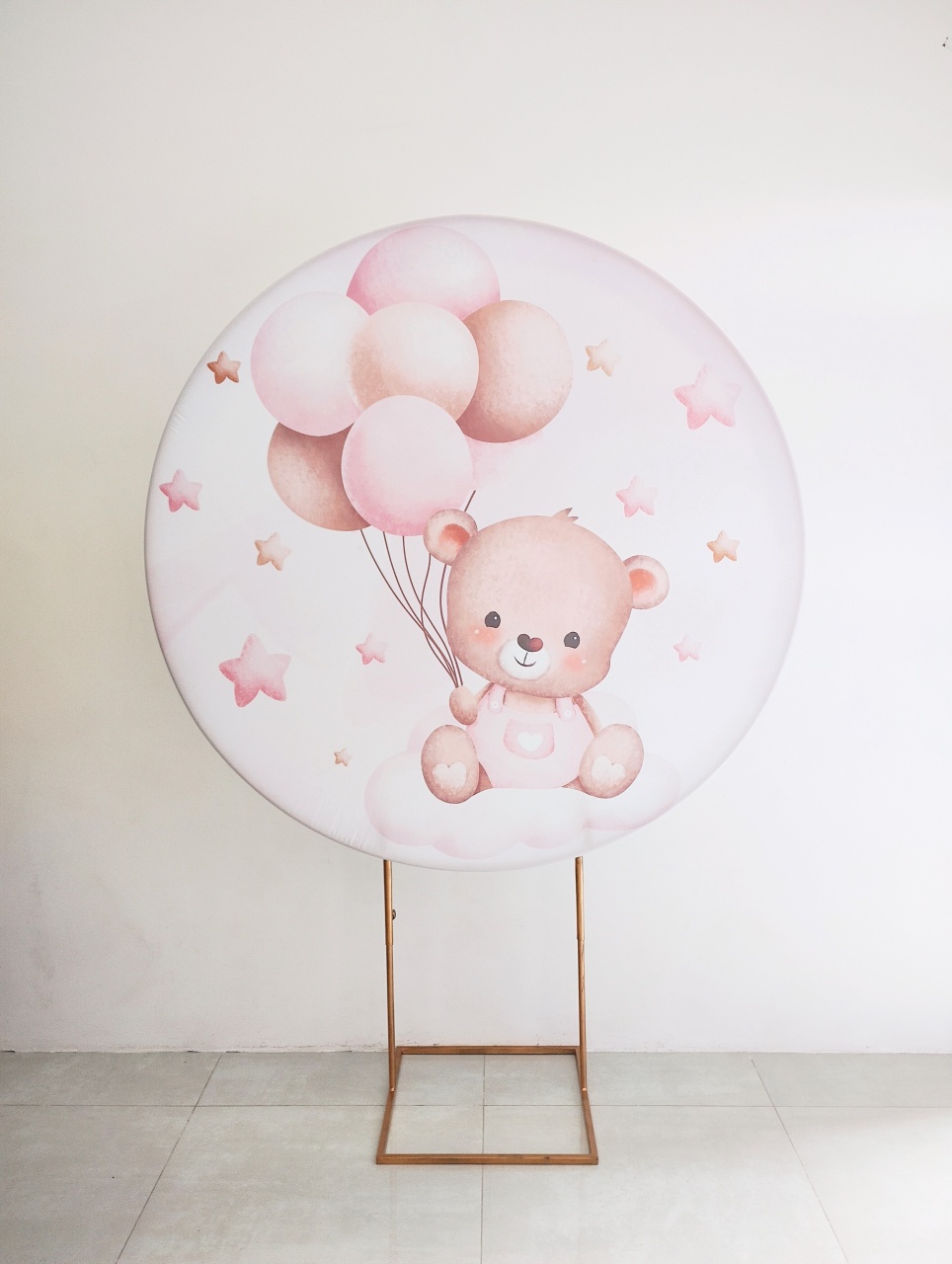 Painel Redondo Sublimado Chá de Bebê (Ursas) - Saroka Locacção
