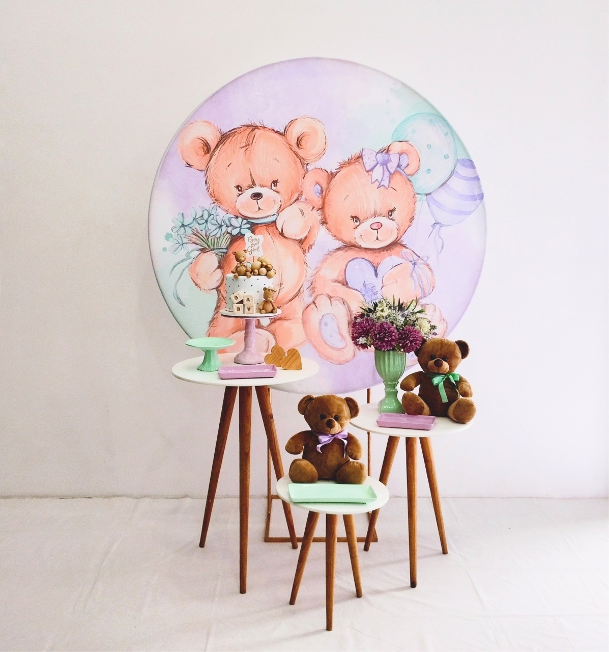 Kit Bronze Plus Chá Revelação Ursos (Lilás E Verde) - Saroka Locacção