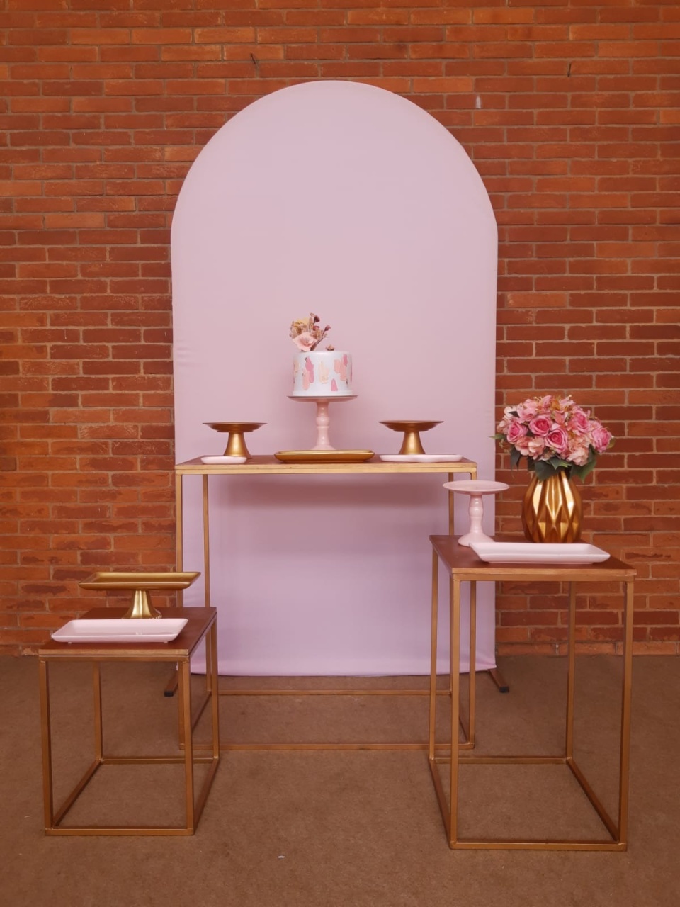 Kit Trio Modular Dourado E Rosa - Saroka Locacção