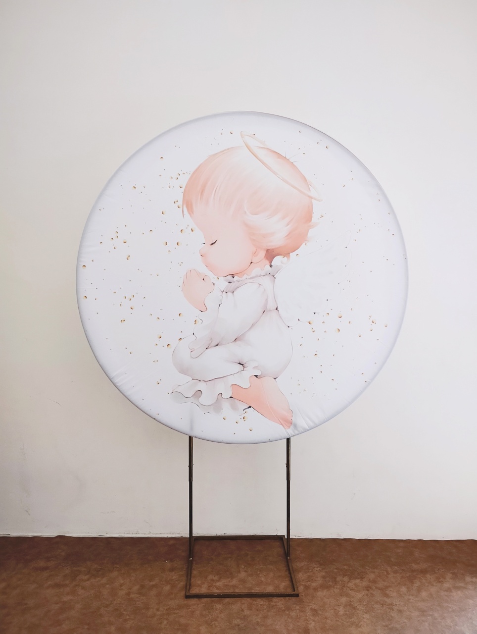 Painel Redondo Sublimado Batizado Anjo Menino - Saroka Locacção