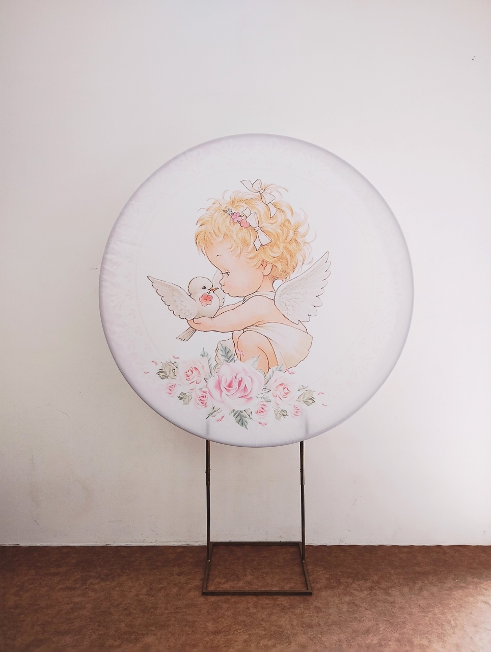 Painel Redondo Sublimado Batizado Anjinha (Menina) - Saroka Locacção