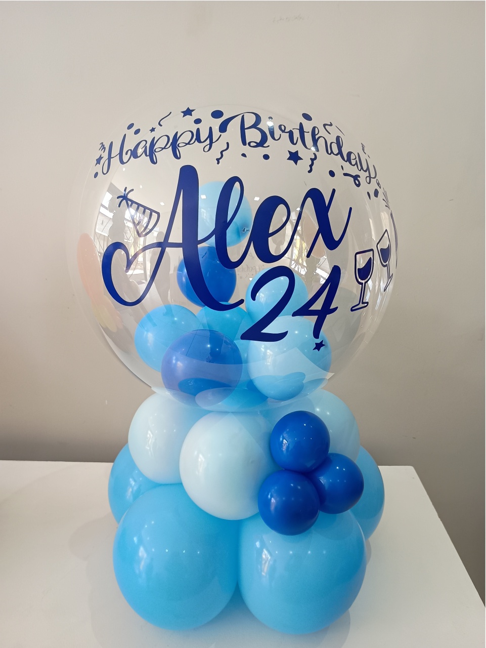 Balão Personalizado 18" Com Mini Balões, Base Fixa de Balões Cores Comuns - BELAARTECELEBRAÇÕESEPRESENTES
