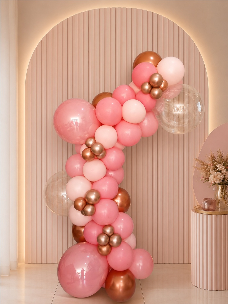 Mini Arco Pronto de Balões Orgânico Luxo Ate 04 Cores Comum - Modelo Mesclado - BELAARTEFESTASBH