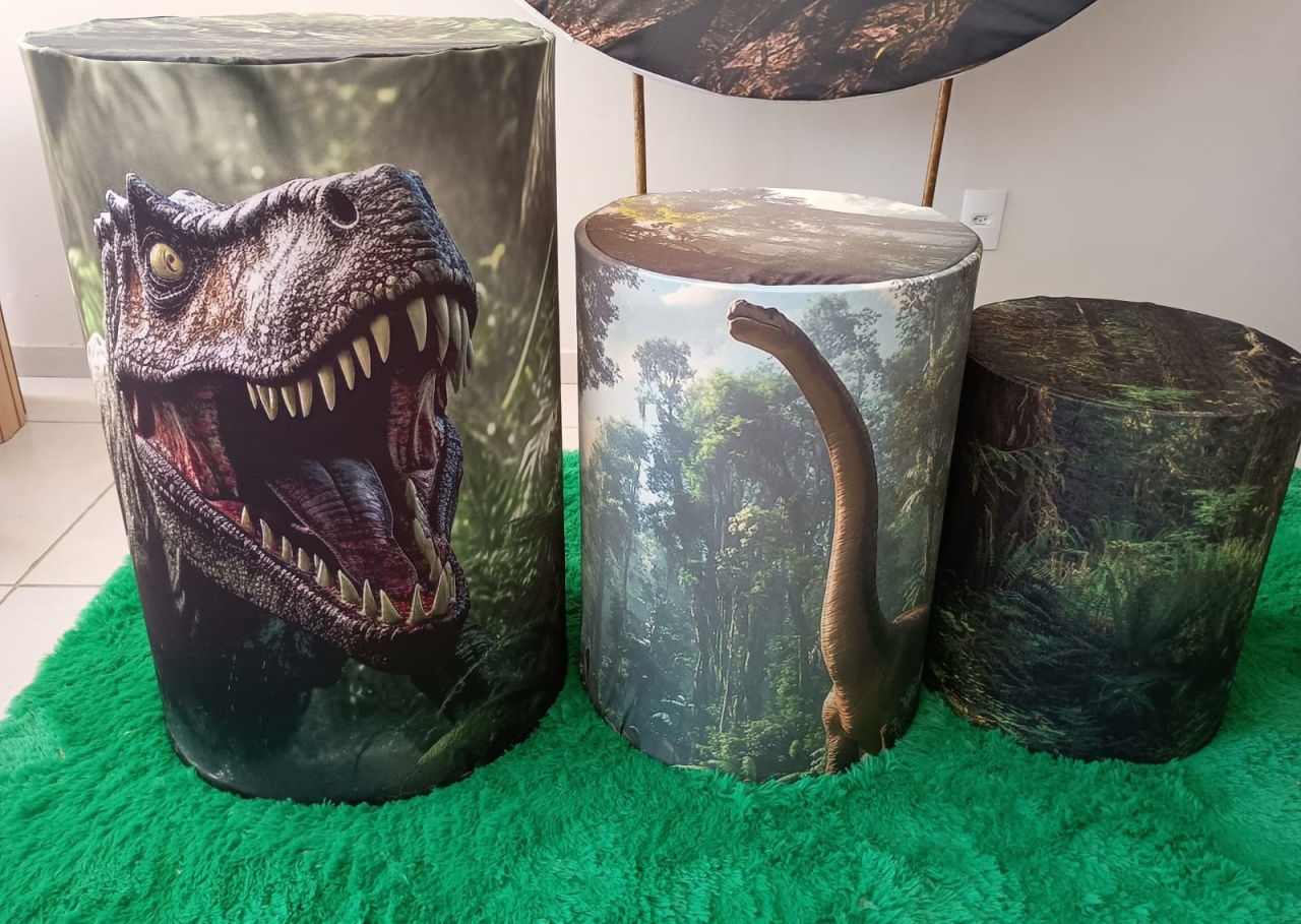 Trio de Cilindros Capa Tema Dinossauros - BELAARTEFESTASBH