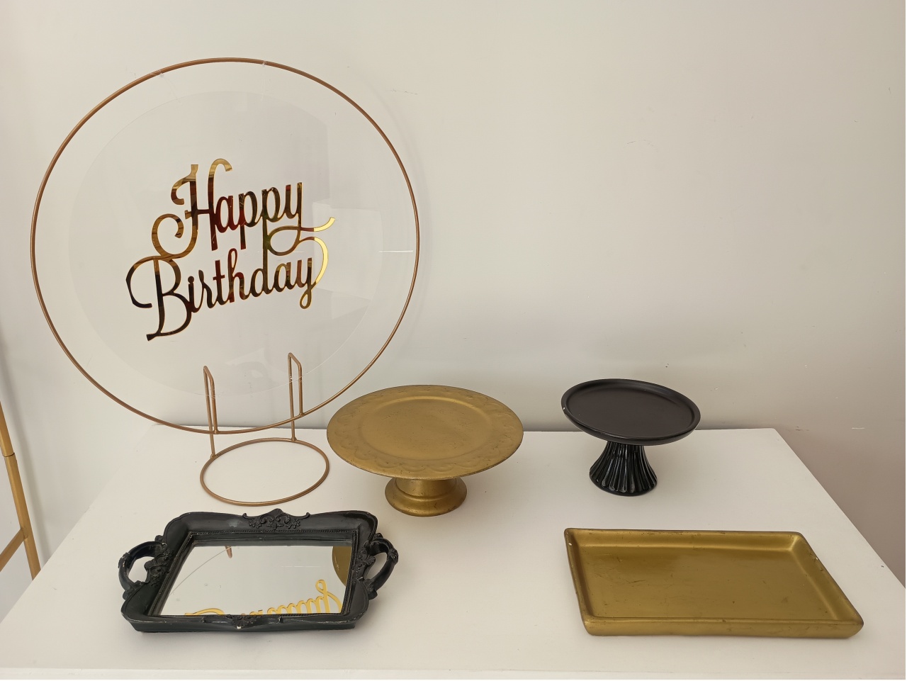 Kit Mini Happy Birthday Acrílico Preto Com Dourado - BELAARTEFESTASBH