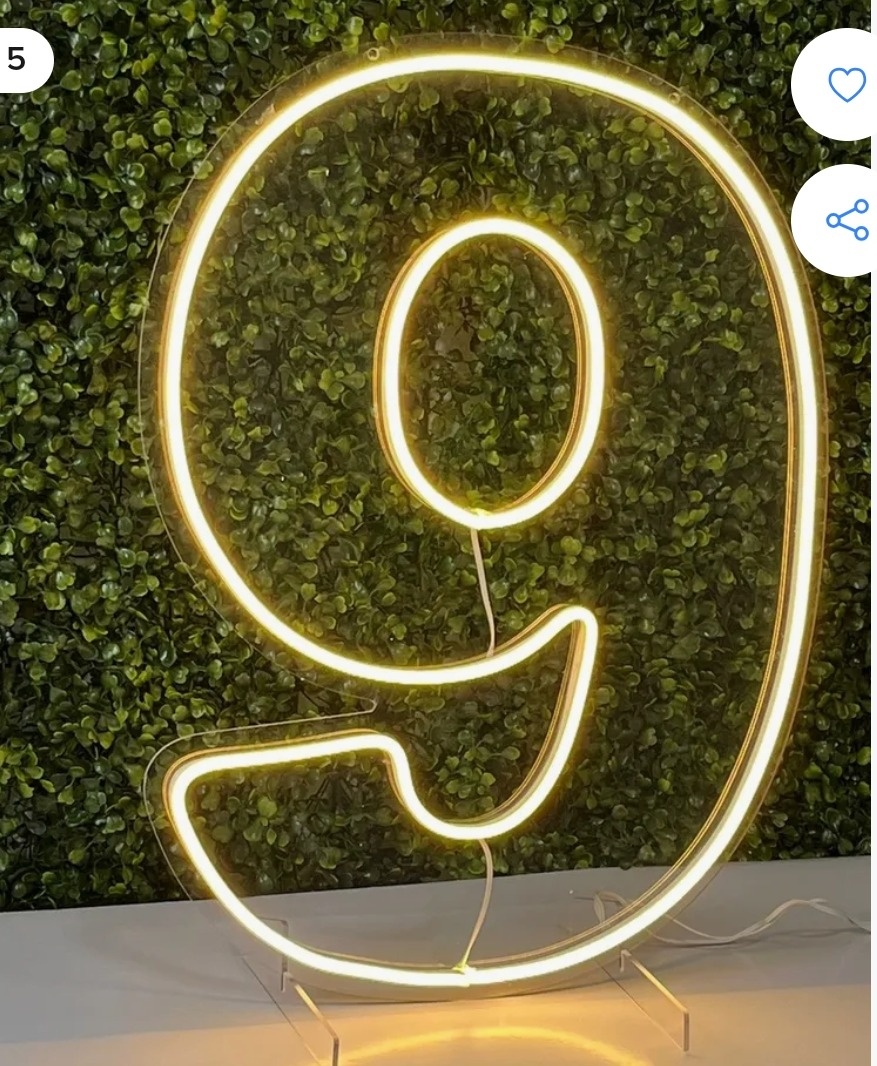 Numeral 9 de Led  - Mabelly Festas