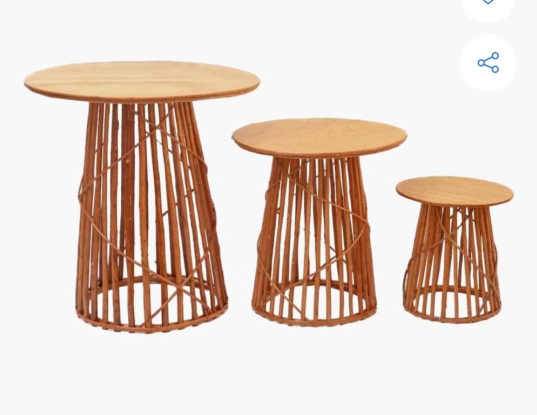 Trio de Mesas Vime Cone  - Mabelly Festas