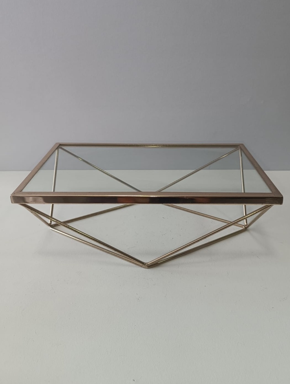 Suporte Retangular Diamante Luxo Dourado  - Mabelly Festas