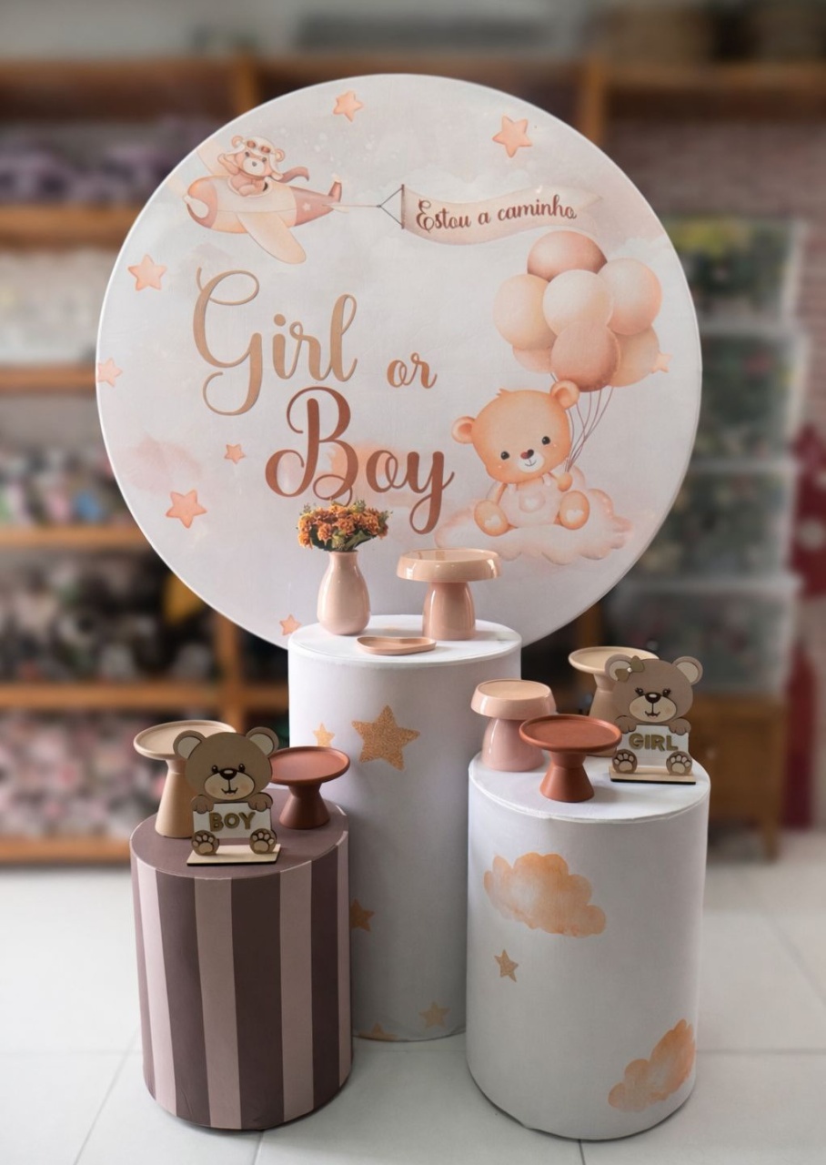 Kit Pm Chá Revelação Urso Nude - Mabelly Festas