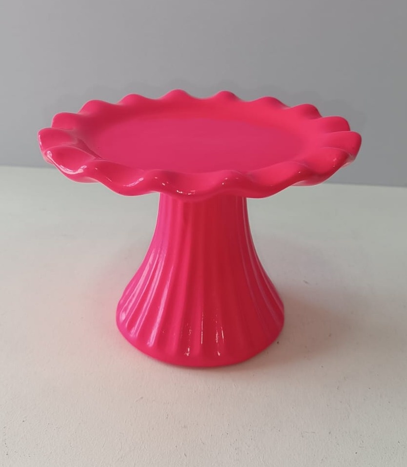 Suporte Doces Babado P Rosa Neon  - Mabelly Festas