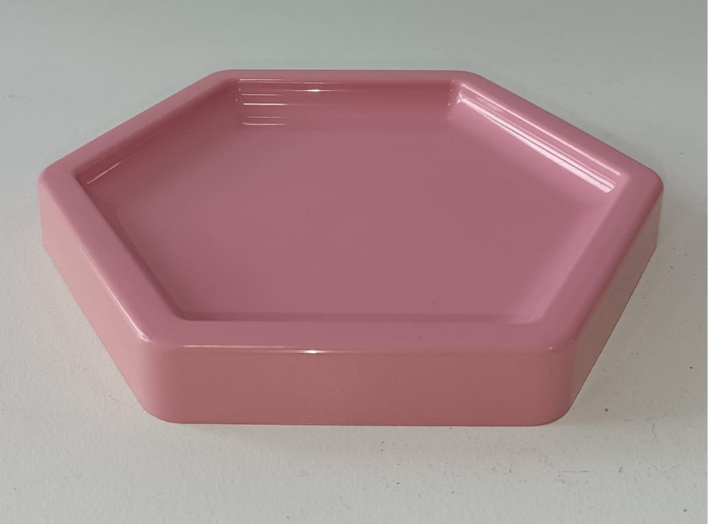 Bandeja Sextavada P Rosa Forte  - Mabelly Festas