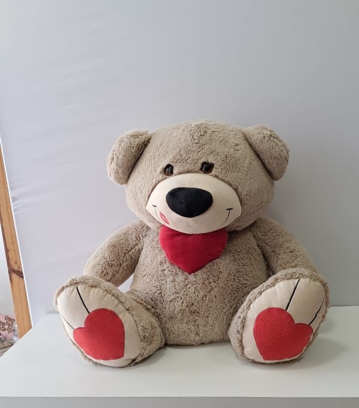 Urso Pelúcia Sentado Marrom M - Mabelly Festas