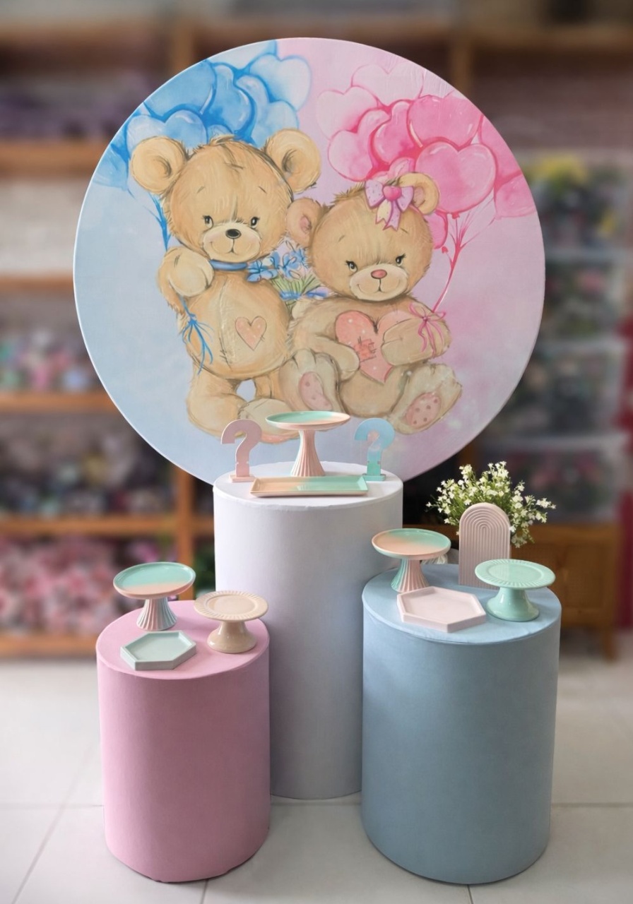 Kit Pm Chá Revelação Ursos Azul E Rosa - Mabelly Festas