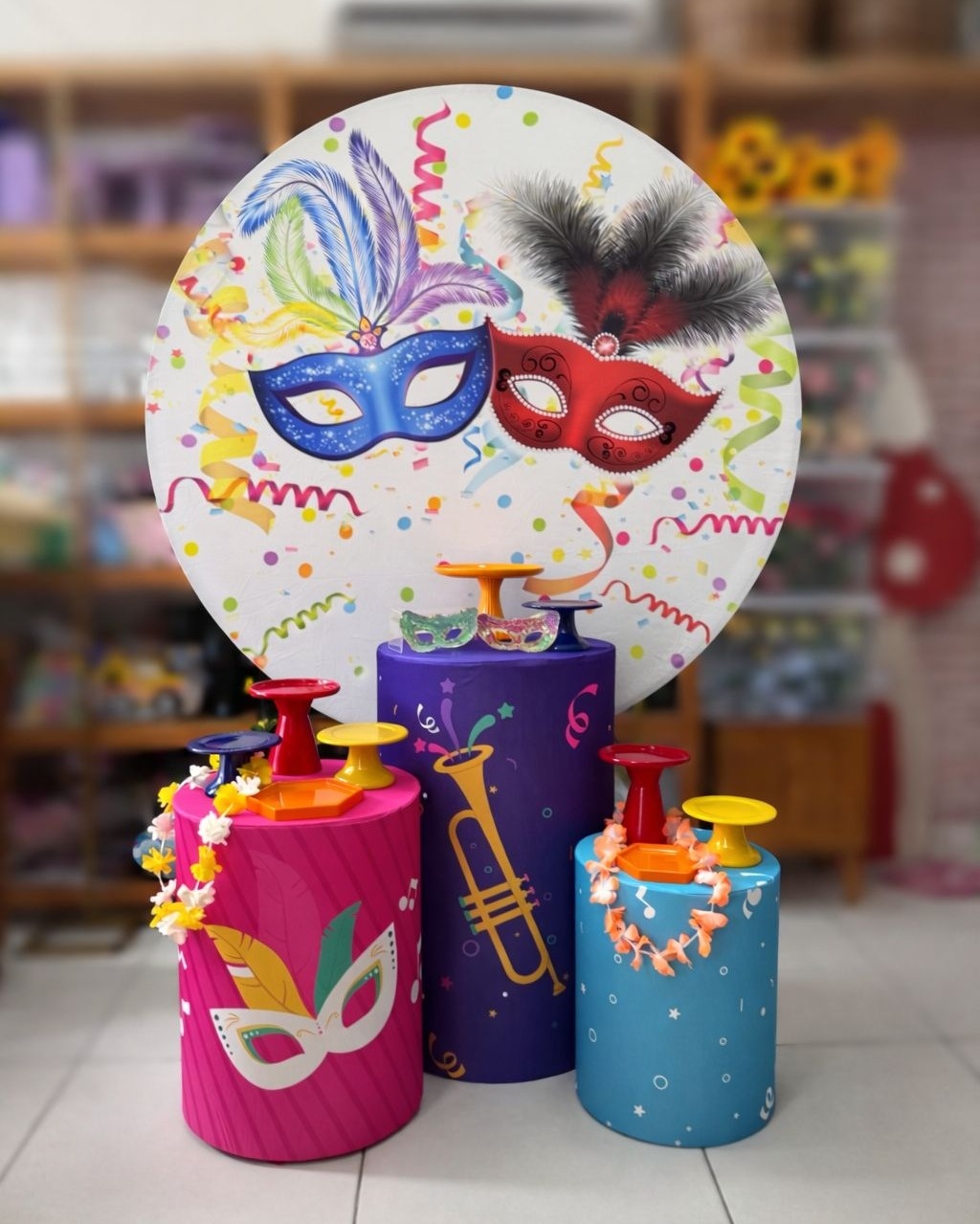 Kit Pm Carnaval Máscara  Redondo - Mabelly Festas
