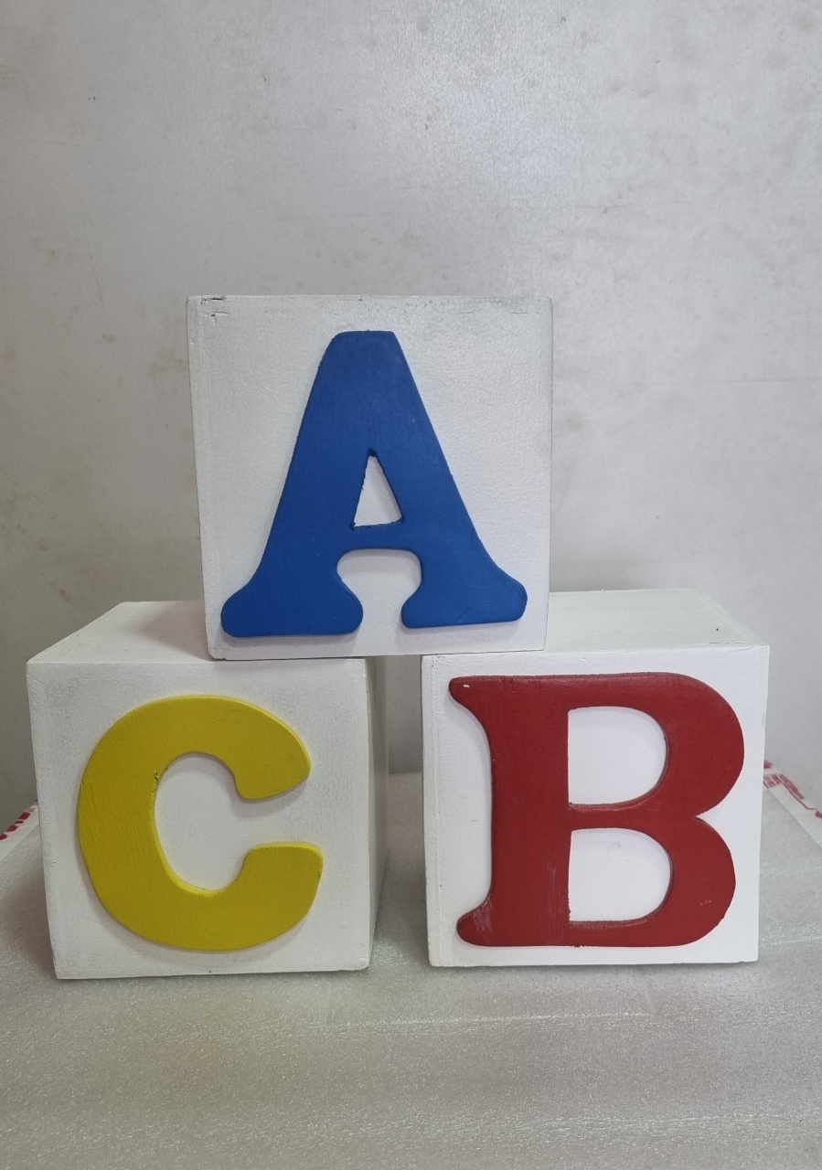 Trio Cubos de Mesa Abc  - Mabelly Festas