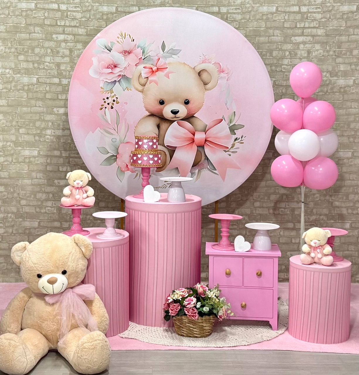 Ursinha Laço Rosa  - SofistiqueDecor