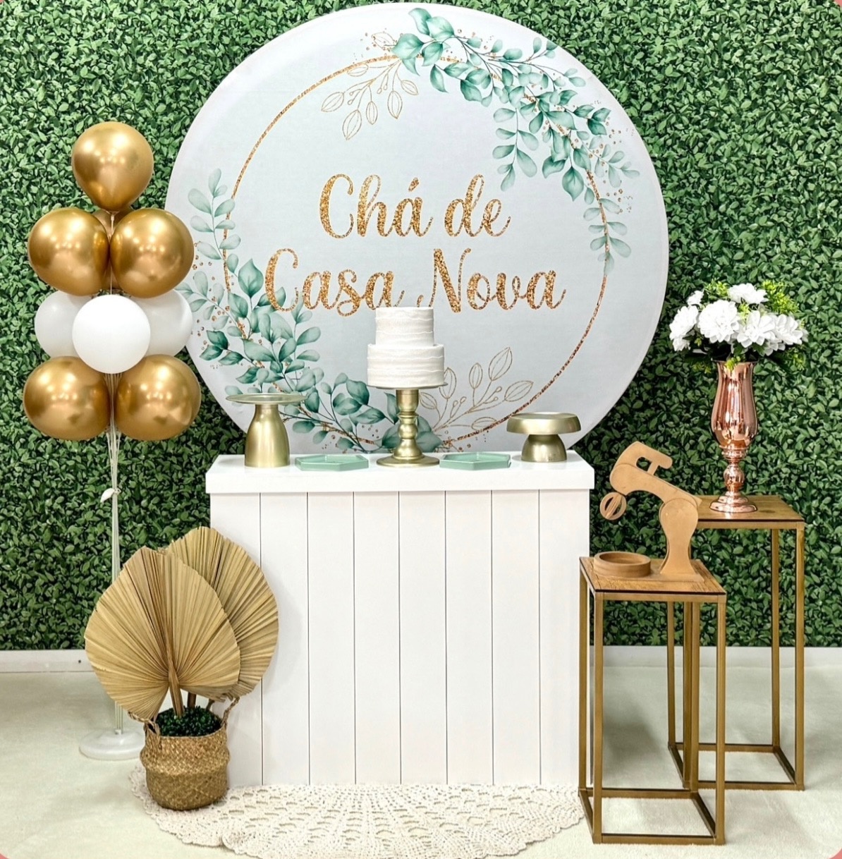 Chá de Casa Nova Verde Com Mesa - SofistiqueDecor