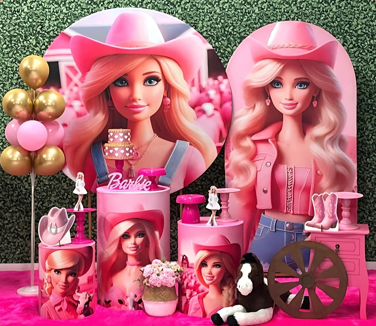 Boiadeira Fazendinha Rosa Barbie 8 Com Painel Lateral Romano - SofistiqueDecor