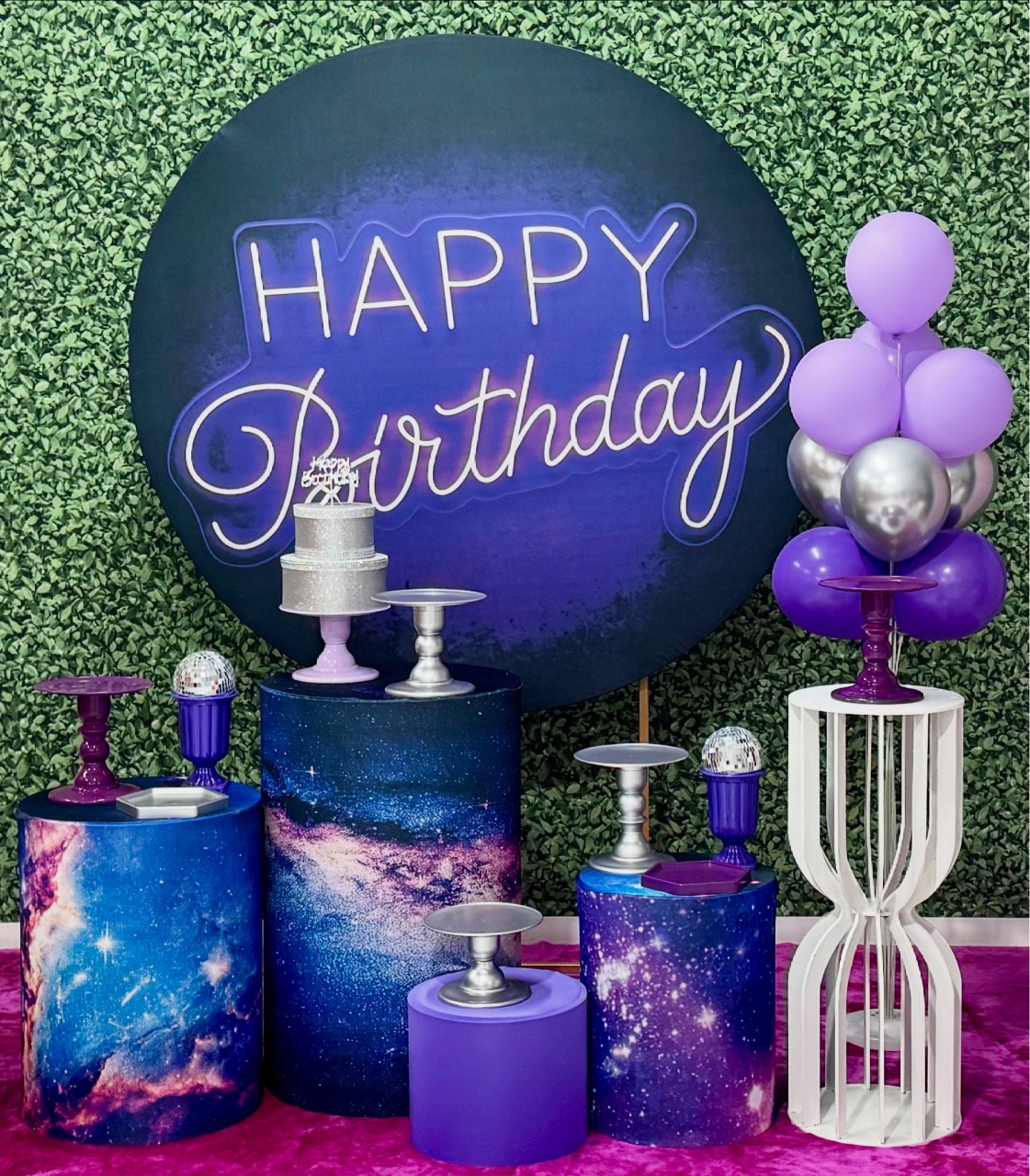Happy Birthday Roxo Galáxia - SofistiqueDecor