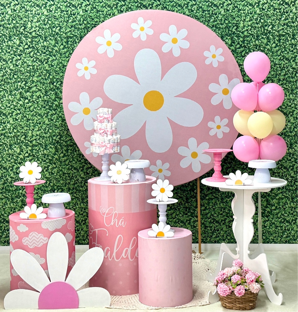 Margaridas Rosa - Chá de Bebê  - SofistiqueDecor
